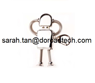 Wholesale Metal Robot USB Pen Drive with Key Chain