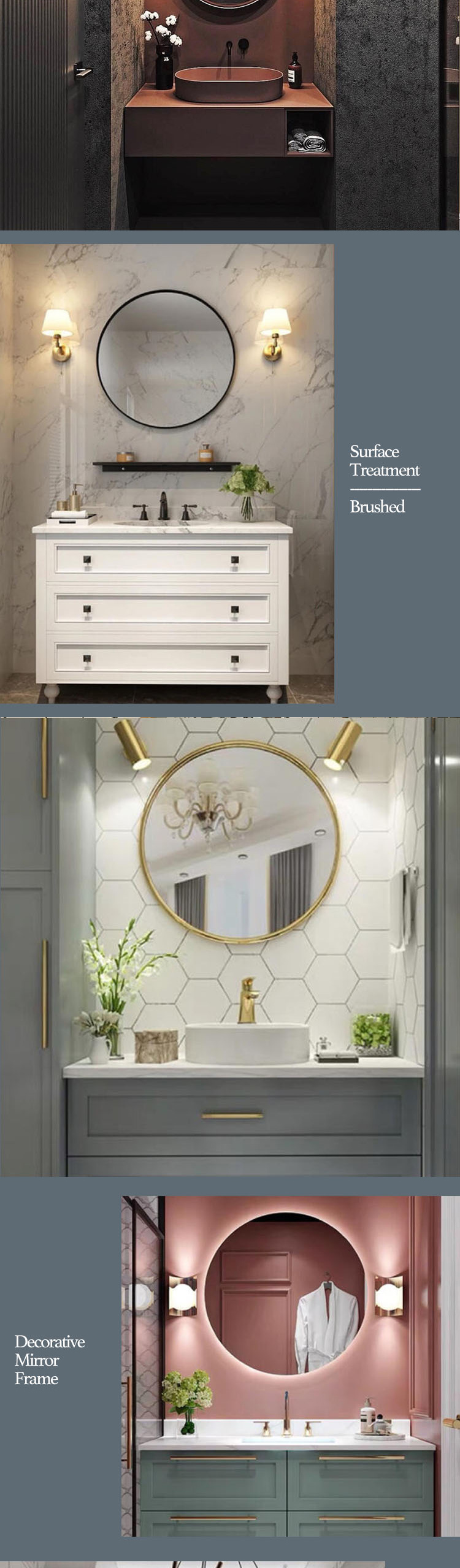 Floor Mirror 6063 T5 Curved Aluminium Profile For Living Room