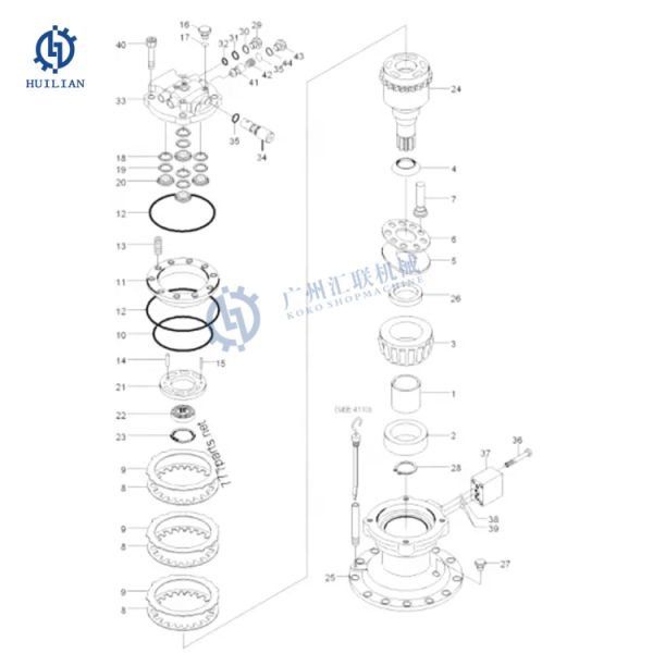 DH150-R130 M2X63-16T DH60 DH80 Excavator Parts Swing Motor Assy ForR130-5 DH150-7 R150-7