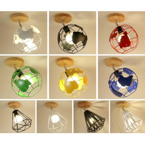 E27 Led Ceiling Light Industrial Nordic Modern Ceiling Lamp for Living Room Bedroom Decor Wood Cube Earth Lamp(WH-WA-58)