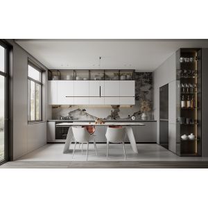 Lacquer Kitchen Island Furniture Cocina White Shaker Modular Kitchen Cabinet