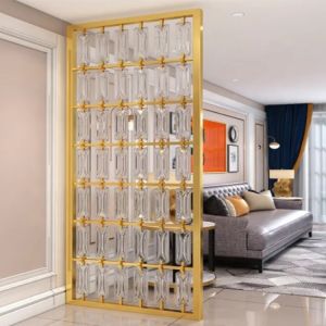 Crystal Glass Stainless Steel Room Partition Customized Size