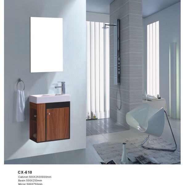 Buy Wall Mounted 50cm Wide PVC Bathroom Vanity with Marble Countertop at wholesale prices