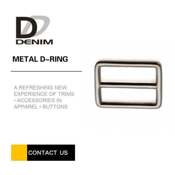 Shiny Black Nickel Zinc Alloy Double D Ring Metal Slide Buckles Good Wear