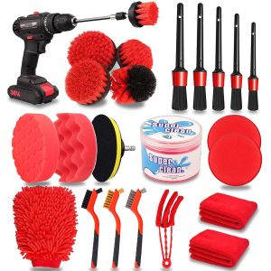 Quality PP Microfiber 24PCS Car Detailing Brush Set 17 Inch for sale