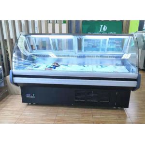 Quality Butchery Curved Glass Deli Food And Packed Meat Display Case for sale