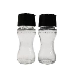 China Black Glass Jar 110mm 94g 60ml Plastic Salt Grinder on sale