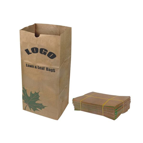 Buy Yard Waste Lawn Leaf Compostable Paper Bag Moisture Proof With Custom Logo at wholesale prices