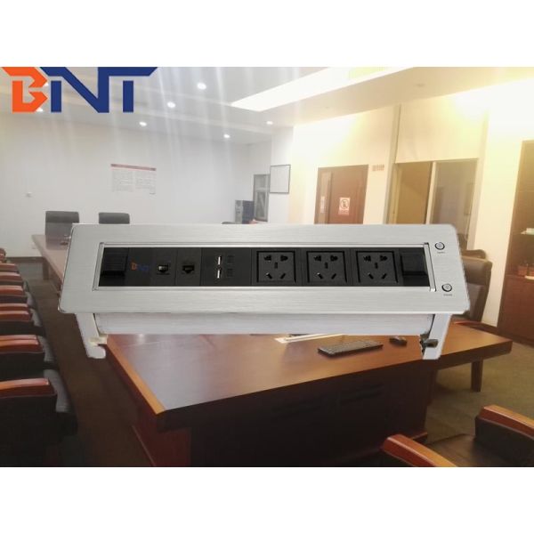 Buy Silver  Aluminum Alloy 180 Degree Overturn Angle Double USB Charger  Desktop Pop Up Multimedia Socket at wholesale prices