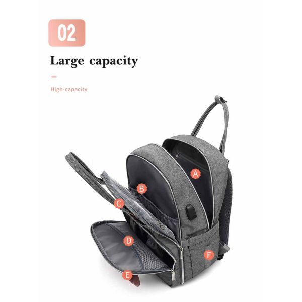 Large Capacity Mom Baby Bag Multi-function Waterproof Outdoor Travel Diaper Bag With USB Charging For Baby Care