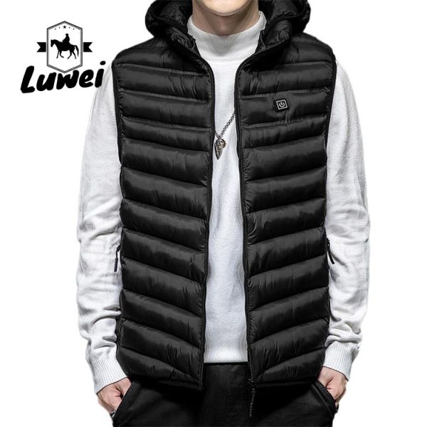 Custom Classic Men Clothing Sleeveless Utility Waistcoats Hooded Quilted Warm Cotton Coat Waterproof Heated Vest