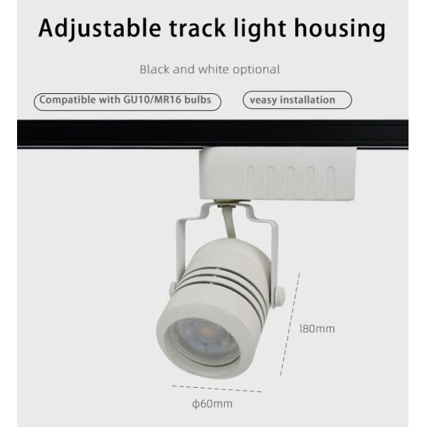 Surface Mounted Gu10 Track Light Fixtures 220V White And Black
