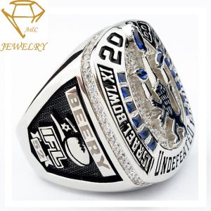 Onyx Stone Silver Custom Championship Ring Personalized Name Number