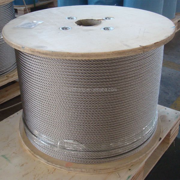 Inox Cable AISI304 304L 316 316L Steel Cable Ropes 6x36SW IWRC 6x36SW FC Stainless Steel Wire Rope with Si Content 1.0%