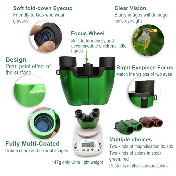 8X22 Compact Travel Binoculars Pocket Monocular Telescope With Porro Prism