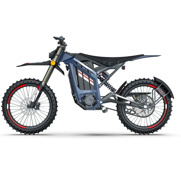 Off-Road Electric Motorcycle with Long Range Battery and Primary Belt Drive Chain