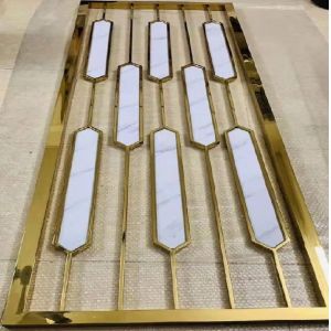 Indoor decorative stainless steel frame with marble board partition movable