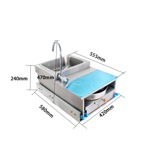 Hwhongrv Mini One Burner Pull Type Gas Stove Boat Caravan RV Stainless Steel Universal Rv Boat Folding Sink Integrated Tap