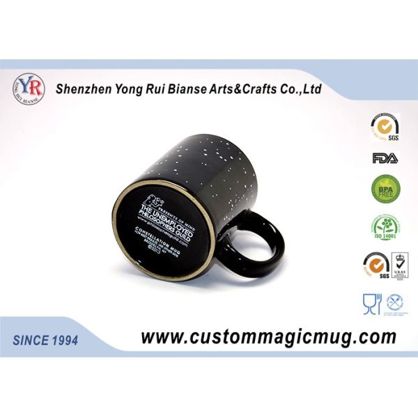 Black Star Signs Constellation Heat Sensitive Magic Mug , Straight Shape