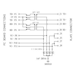 10/100M Base POE Female RJ45 PCB Connector with Single USB Power Jack
