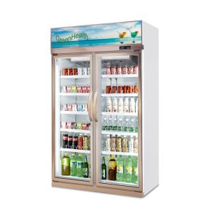 Flowers Drinks Commercial Beverage Cooler Display showcase With Double Doors