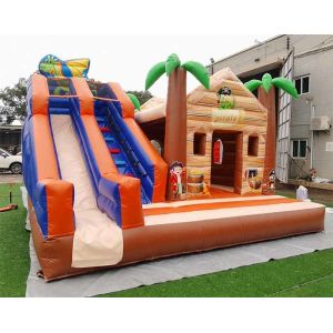 Quality Safe And Durable Palm Tree Bouncy Castle Pirate Jungle Bounce House With Slide For Kids Adults for sale