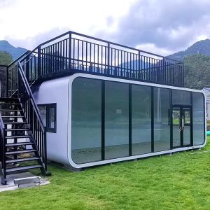 Apple Cabin House Strong Galvanized Steel Frame and Metal Carved Panel for Your