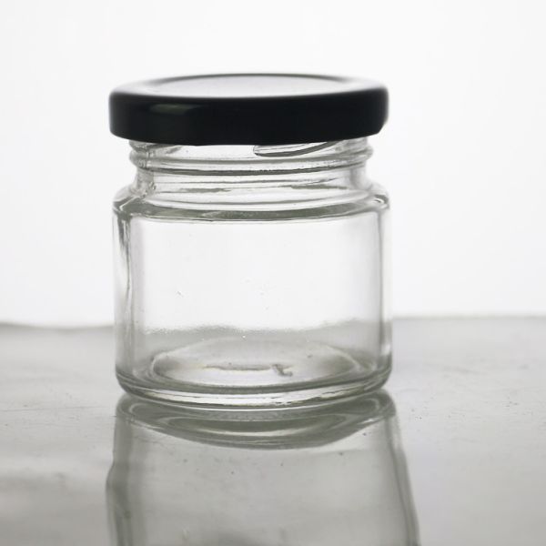 Eco 25ml 50ml Jam Glass Preserve Jars Clear Glass Canisters With Black Lids