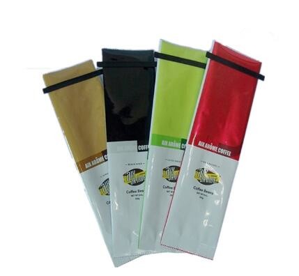 Customized Tin Tie Coffee Bean Bag / Aluminum Foil Side Gusset Quad Seal Packaging Coffee Bag with Valve