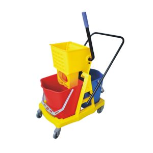 China Commercial Cleaning 23 Liters Double Bucket Wringer Trolley on sale