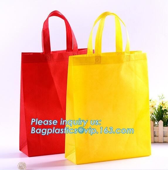 eco friendly non woven bag, Custom logo printed yellow non woven gift pouch