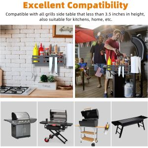 Clamp Mount 28"/36" Upgraded Grill Griddle Caddy with Paper Towel Holder Knife