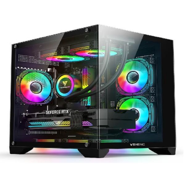 Panoramic Design RGB Lighting Supports Micro-ATX/Mini-ITX Fits 330mm GPUs 4 Slots And 170mm CPU Coolers 6 Fan Mounts
