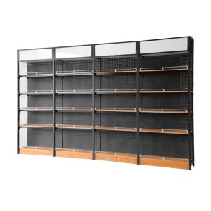 Single-Sided Metal Supermarket Shelves Freestanding Light Duty
