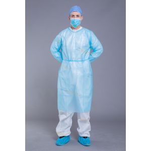 Unisex AAMI Level 2 18g PP Disposable Isolation Gown