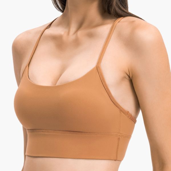 Flow Y Back Solid Color Sports Bra Pro Skin Widened Hem For Running Yoga Gym