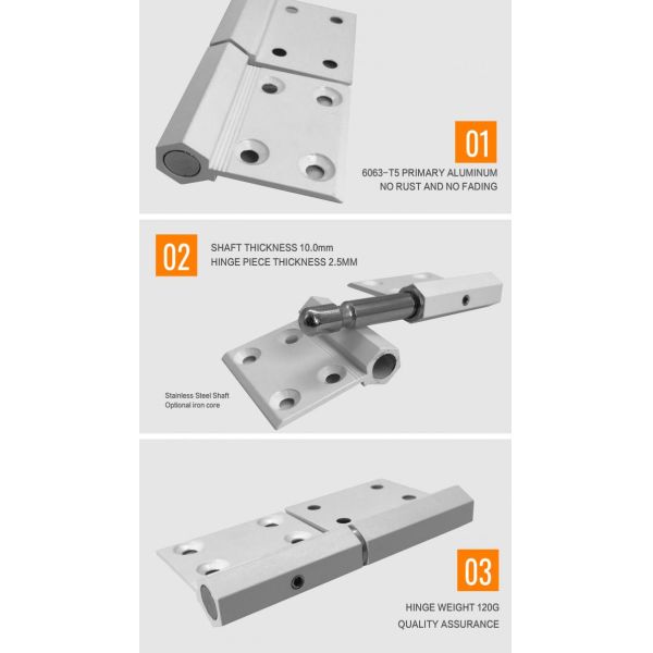 Door Heavy Duty Aluminium Hinge Four / Five Hole 10 Axes Left Opening Type 1