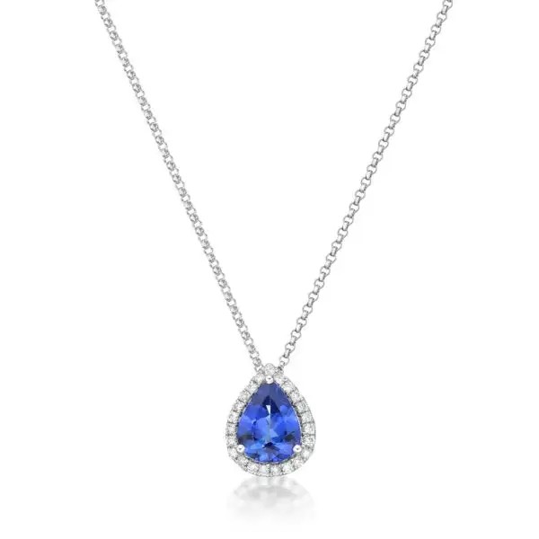 925 Sterling Silver Elegant Sapphire CZ Necklace Simple Design Prefer For Women Gift
