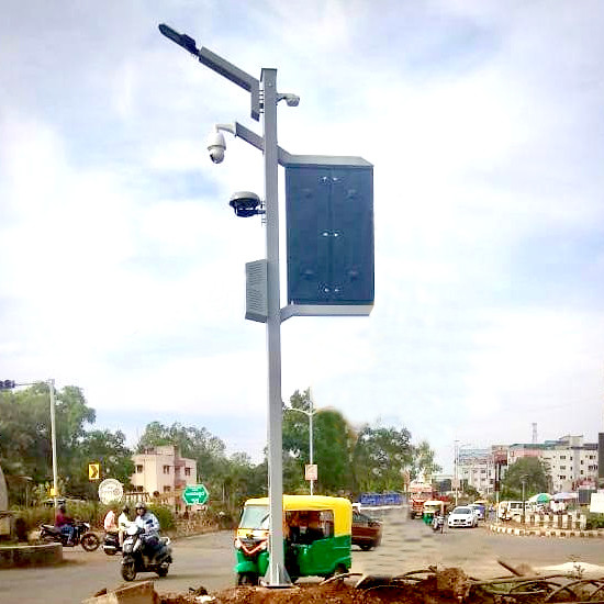 5m Height Round Electrical Street Light Pole With Single Double Arms