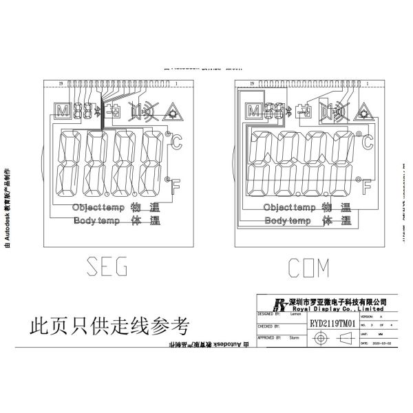 TN Positive 7 Segment IR Thermometer With Blacklight LCD Display Module Zebra