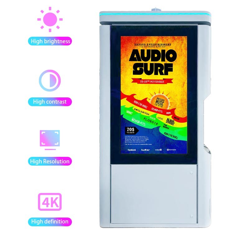 55" 4K Air Quality Detector Smart City LCD Advertising Kiosk with 22" Touch