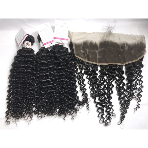 Black Curly Hair Weave Bundle Unprocessed Virgin Peruvian Human Hair Extensions