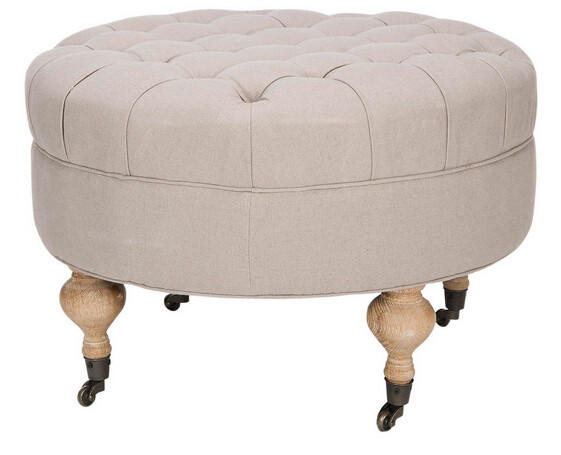Buy french style upholstered ottoman fabric ottomans round ottoman with backrest with casters at wholesale prices
