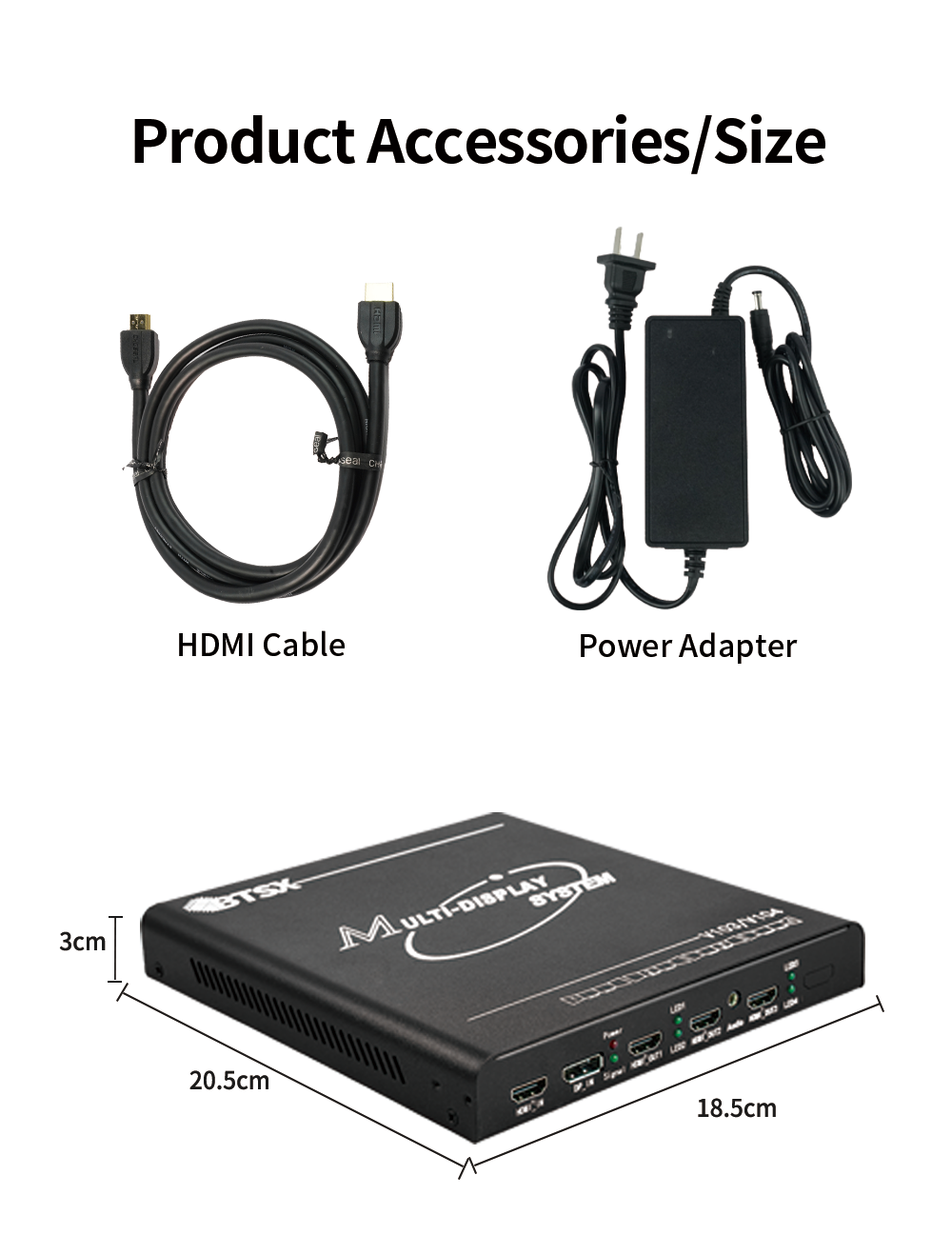4K60 Plug and Play 1 in 3 Out Video Wall Controller Multi-Screen Expander for Ultra HD Displays