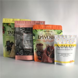 Customized Printed Tea Bags Packaging Standup Pouch Biodegradable Zipper Top