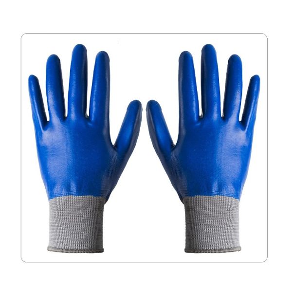 Buy Men Construction Nitrile Full Coating Grey Nylon Knit Work Gloves at wholesale prices