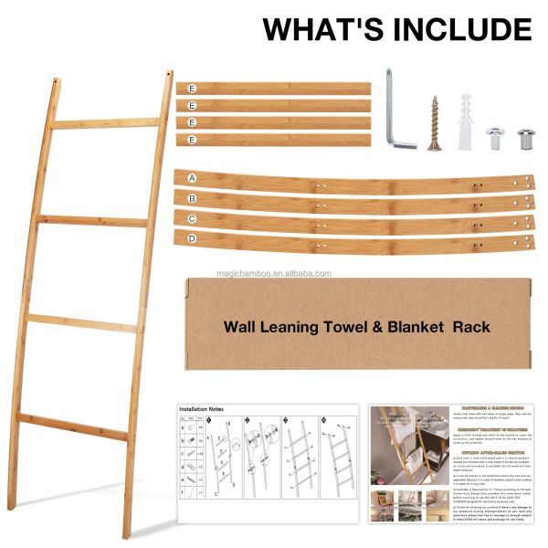 Upgrade Your Bathroom and Living Room Decor with a 6ft BAMBOO Towel Ladder Four Layers