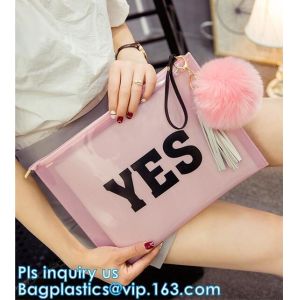 Disposable Waterproof Transparent Toiletry Clear Pvc Cosmetic Zipper Slider Bag,