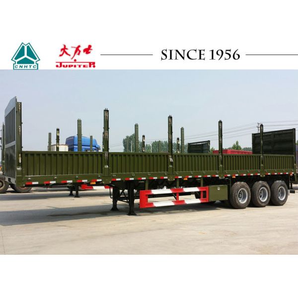 Buy 3 Axle Fence Side Wall Flatbed Trailer With Spring Suspension at wholesale prices