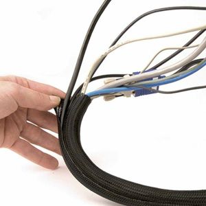 Black PA6 PA66 PPS Self Closing Braided Wire Wrap PET Sleeving